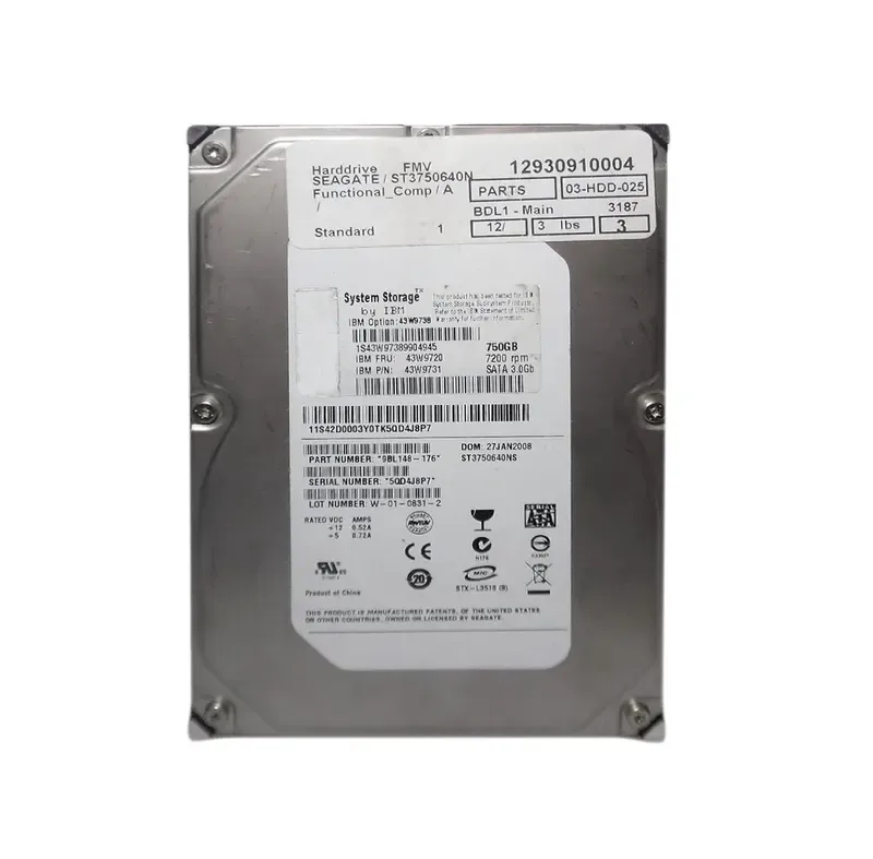 43W9731 - IBM 750GB 7200RPM SATA 3Gb/s Hot-Swappable 3.5-inch Hard Drive