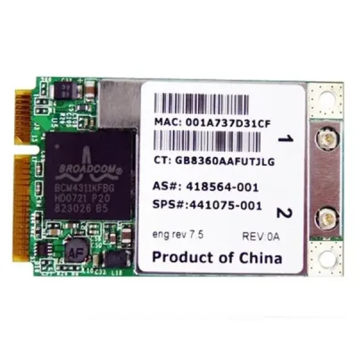 441075-001 - HP Mini PCI-Express 54G WiFi 802.11b/g High-Speed Embedded Wireless LAN (WLAN) Network Interface Card for 6715B Notebook