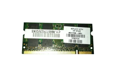 451738-001 - HP 1GB DDR2-667MHz PC2-5300 non-ECC Unbuffered CL5 200-Pin SoDimm 1.8V Memory Module