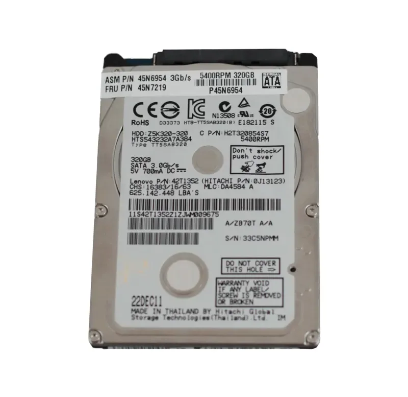 45N6954 - Lenovo 320GB 5400RPM SATA 3Gb/s 2.5-inch Hard Drive