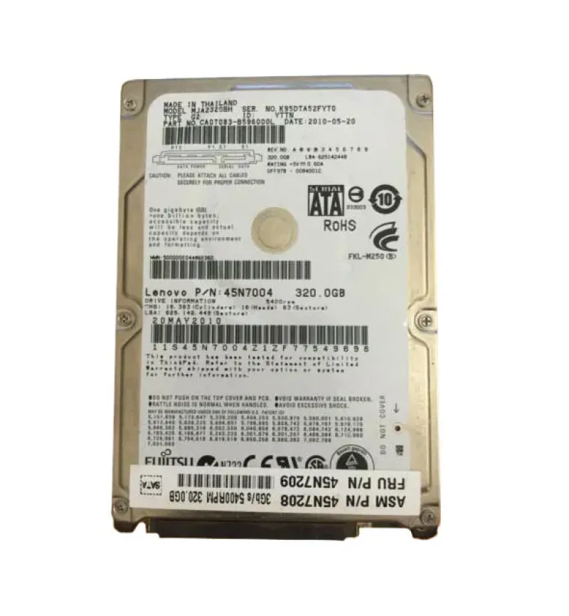45N7004 - Lenovo 320GB 5400RPM SATA 3Gb/s 8MB Cache 2.5-inch Hard Drive