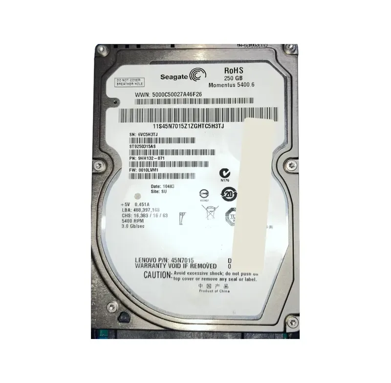 45N7015 - Lenovo / IBM 250GB 5400RPM SATA 3Gb/s 2.5-inch Hard Drive