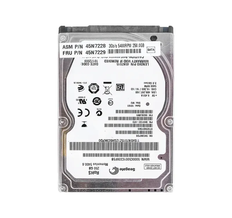 45N7228 - Lenovo / Seagate Momentus 250GB 5400RPM SATA 3Gb/s 8MB Cache 2.5-inch Hard Drive