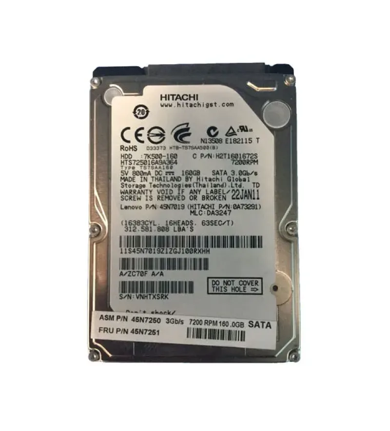 45N7251 - IBM Lenovo 160GB 7200RPM SATA 2.5-inch Hard Disk Drive for ThinkPad X220 X220i