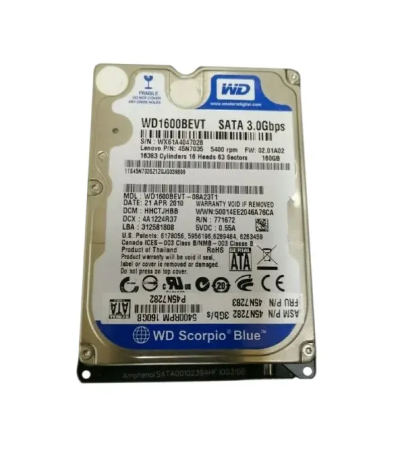 45N7283 - IBM Lenovo 160GB 5400RPM SATA 3GB/s 2.5-inch Laptop Hard Disk Drive