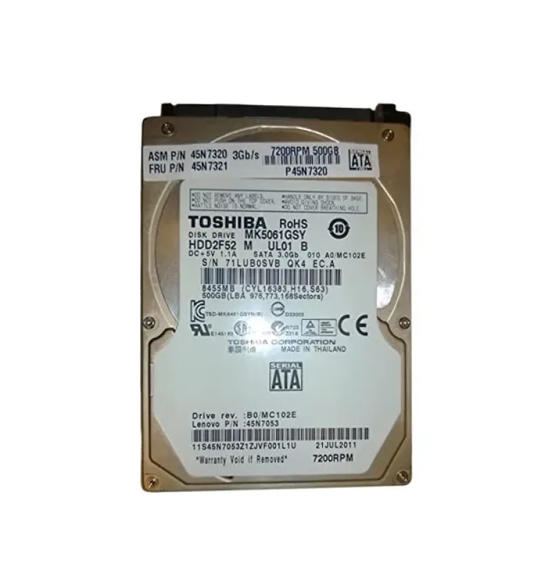 45N7321 - IBM Lenovo 500GB 7200RPM SATA 3GB/s 16MB Cache 2.5-inch Hot Swapable Hard Disk Drive