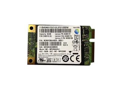 45N8172 - Lenovo 64GB mSATA 3.0Gb/s PCI-e SFF Solid State Drive by Samsung