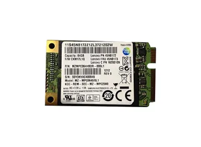 45N8173 - Lenovo 64GB mSATA 3.0Gb/s PCI-e SFF Solid State Drive by Samsung