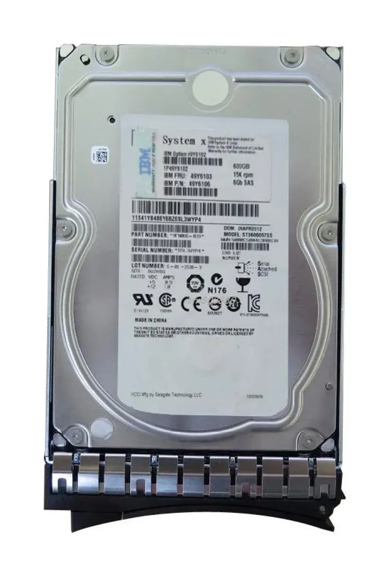 49Y6106 - IBM 600GB 15000RPM 3.5-inch SAS 6GB/s G2 Hot Swapable Hard Drive with Tray