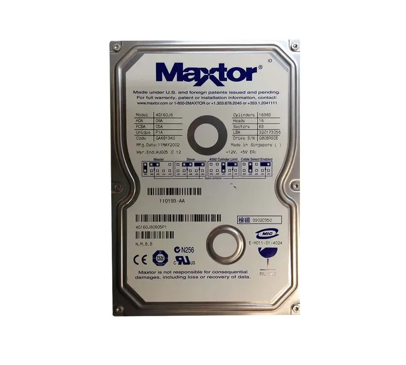 4G160J8 - Maxtor 160GB 5400RPM ATA-133 2MB Cache 3.5-inch Hard Drive