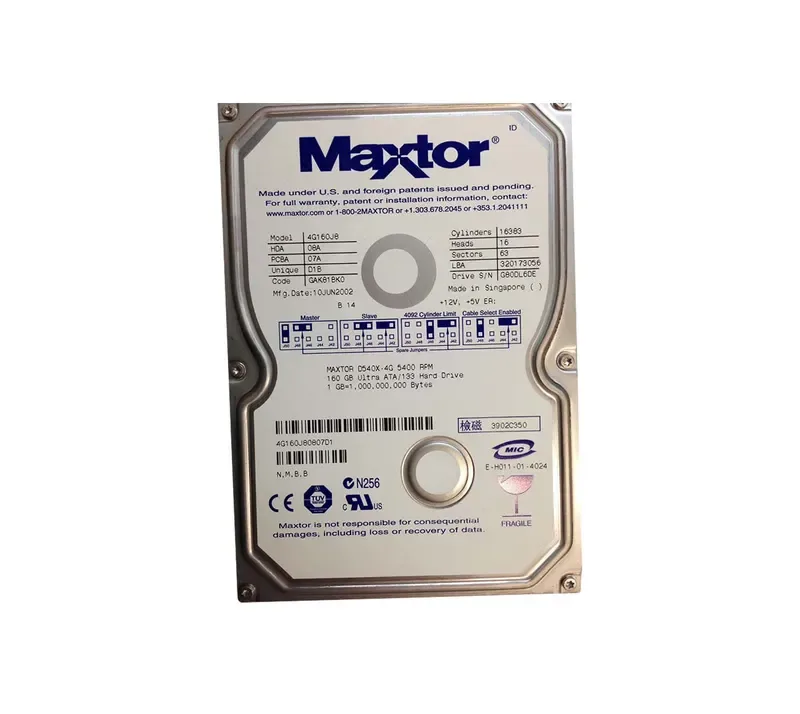 4G160J80807D1 - Maxtor DiamondMax D540X 160GB 5400RPM ATA-133 2MB Cache 3.5-inch Hard Drive