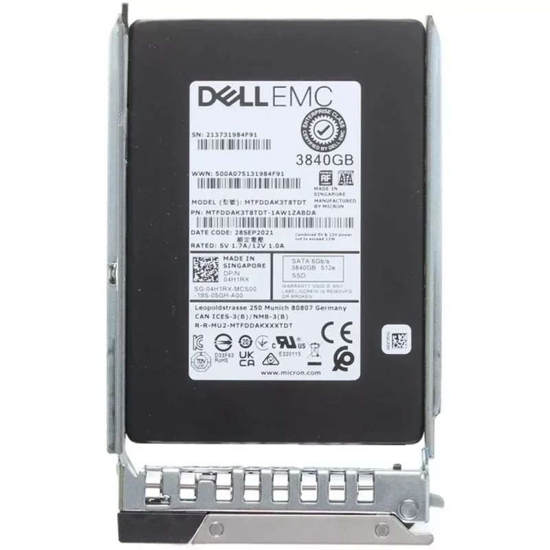 Dell 4H1RX Dell Dell 04H1RX / 4H1RX 3.84TB Triple-Level Cell 6Gb/s SATA Read Intensive SFF 2.5-Inch Solid State Drive