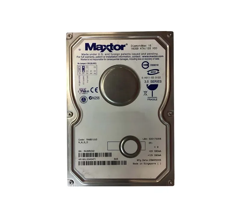 4R160L00454P1 - Maxtor DiamondMax 16 160GB 5400RPM ATA-133 2MB Cache 3.5-inch Hard Drive