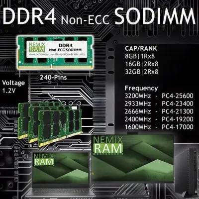 HP 4VN06AA#ABA 8GB PC4-21300 DDR4-2666MHz non-ECC Unbuffered CL19 SoDIMM 1.2V Single-Rank Memory Module