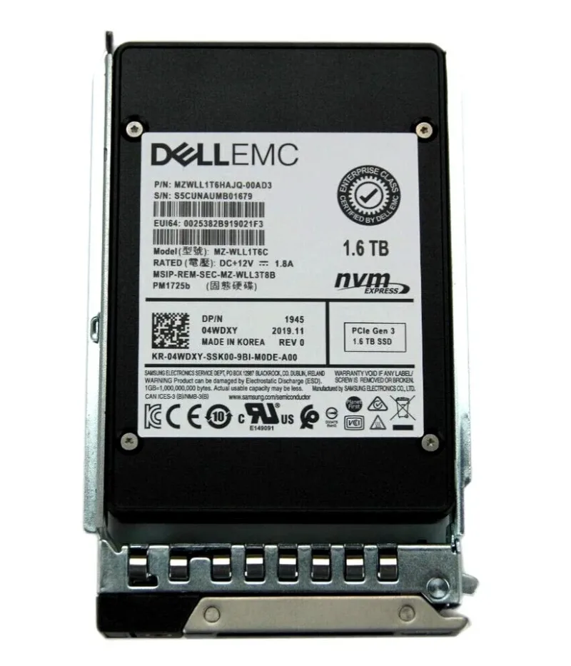 Dell 4WDXY Dell Dell 04WDXY / 4WDXY 1.6TB Triple-Level Cell PCI Express NVMe 3.0 x4 Mixed Use SFF 2.5-Inch Solid State Drive For PowerEdge Server