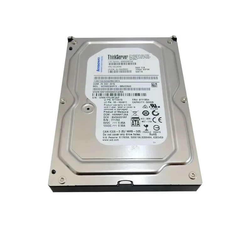 4XB0G88758 - Lenovo 500GB 7200RPM SATA 6Gb/s 64MB Cache 3.5-inch Hard Drive