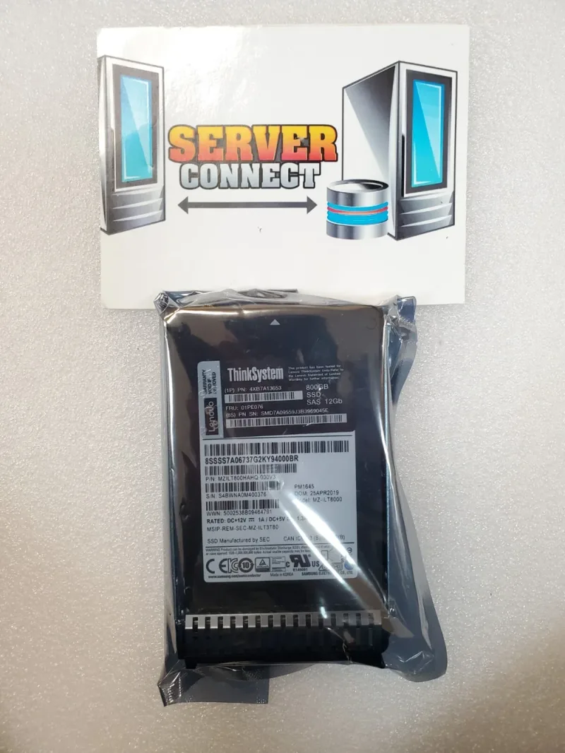 Lenovo 4XB7A13653 PM1645 800GB SAS 12Gb/s Mainstream Hot Swap 2.5-inch Solid State Drive. In Stock