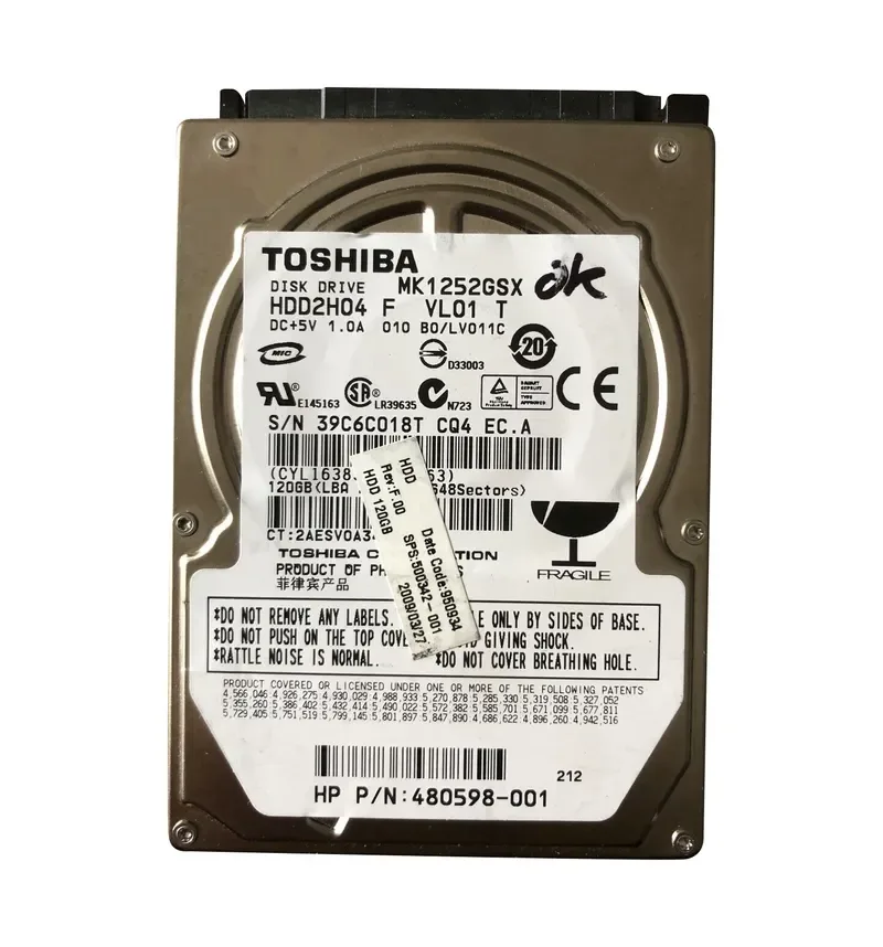 500342-001 - HP / Hitachi 120GB 5400RPM SATA 3Gb/s 2.5-inch Hard Drive