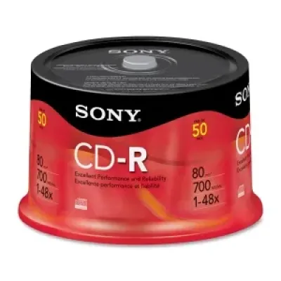 50CDQ80RS - Sony 48x CD-R Media - 700MB - 120mm - 50 Pack Spindle
