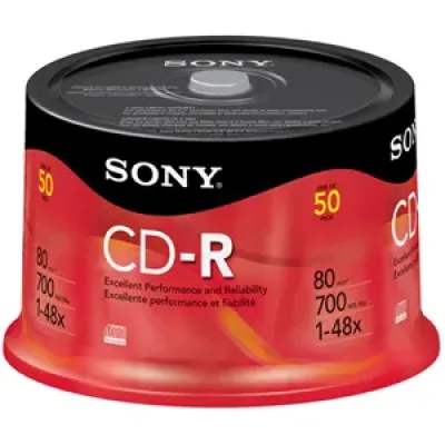 50CRM80RS - Sony CD-R Media - 700MB - 120mm Standard - 50 Pack Spindle