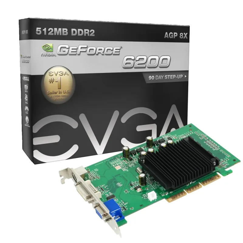 512-A8-N403-B3 - EVGA GeForce 6200 512MB 64-Bit GDDR2 VGA/ DVI-I/ S-Video/ AGP 8x Video Graphics Card