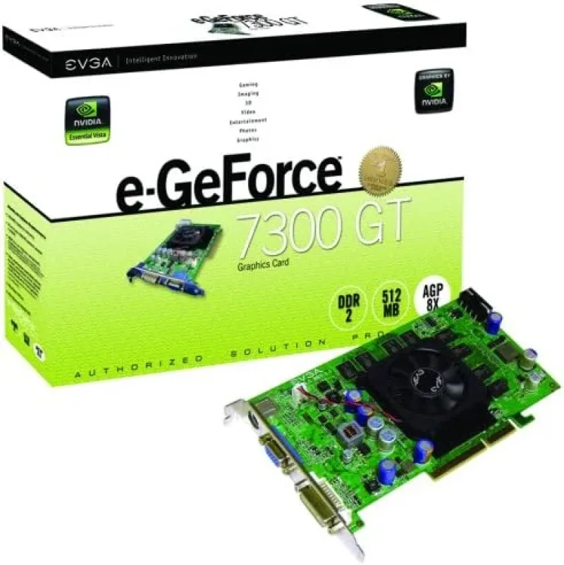 512-A8-N501-KS - EVGA GeForce 7300GT 512MB 128-Bit DDR2 AGP 4x/8x DVI/ D-Sub/ HDTV/ S-Video/ Composite Out Video Graphics Card