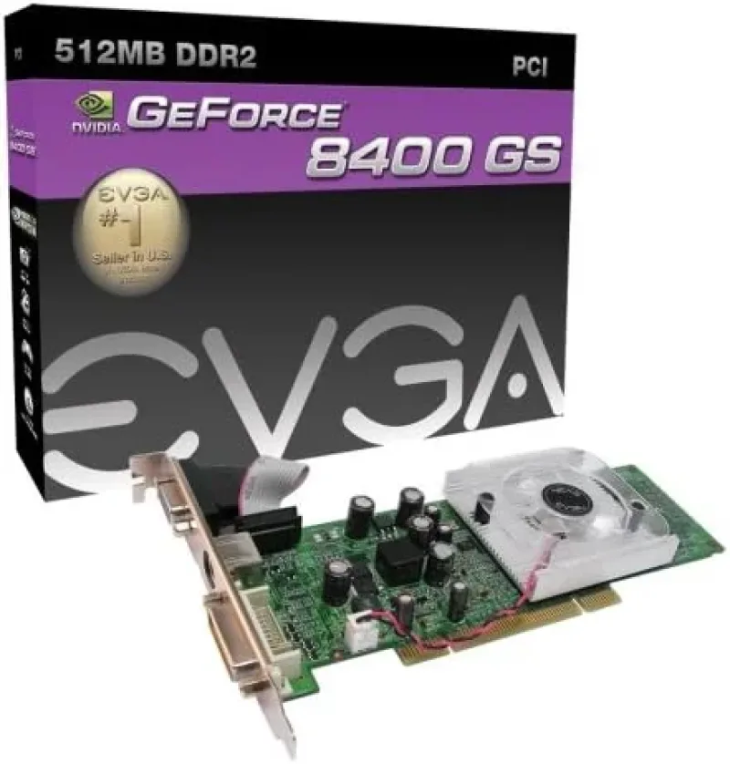 512-P1-N724-L1 - EVGA GeForce 8400 GS 512MB 64-Bit DDR2 PCI Low Profile Video Graphics Card