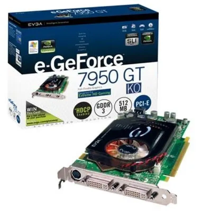 512-P2-N635-FX - EVGA e-GeForce 7950GT KO 512MB GDDR3 256-Bit PCI Express x16 Dual DVI/ HDTV/ S-Video/ Composite Out Video Graphics Card