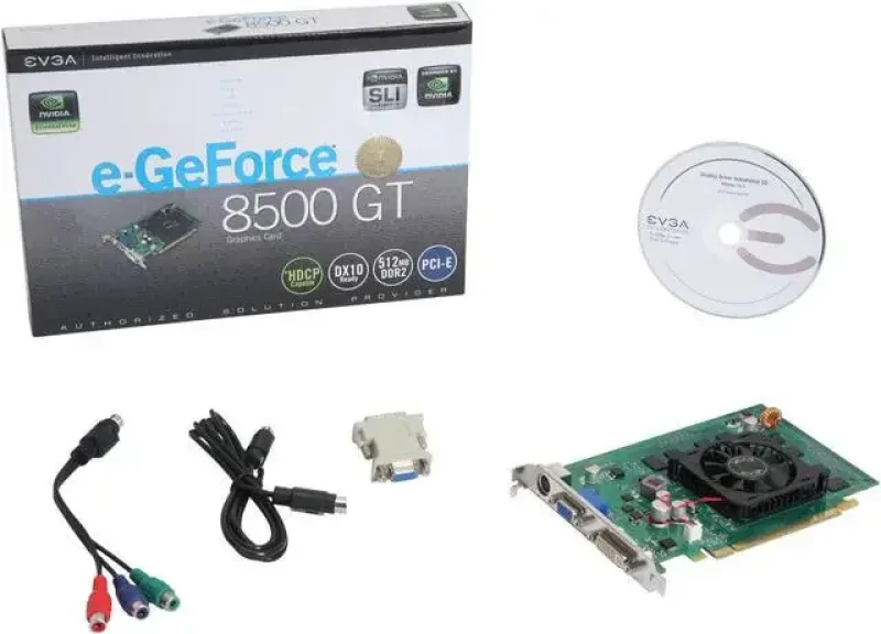 512-P2-N747-TR - EVGA GeForce 8500 GT 512MB GDDR2 128-Bit HDCP Ready SLI Support PCI Express x16 Video Graphics Card