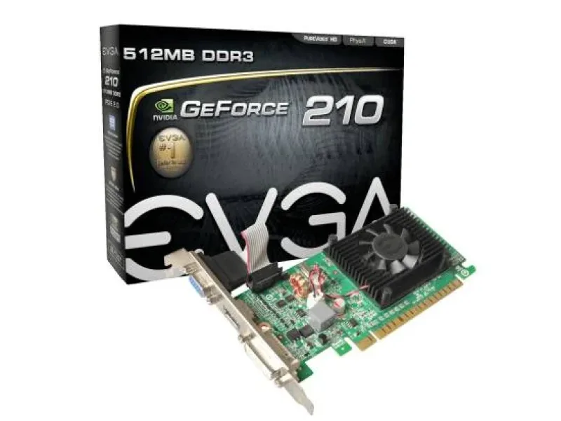 512-P3-1212-RX - EVGA GeForce 210 512MB DDR2 64-Bit HDCP Ready PCI Express 2.0 x16 Video Graphics Card