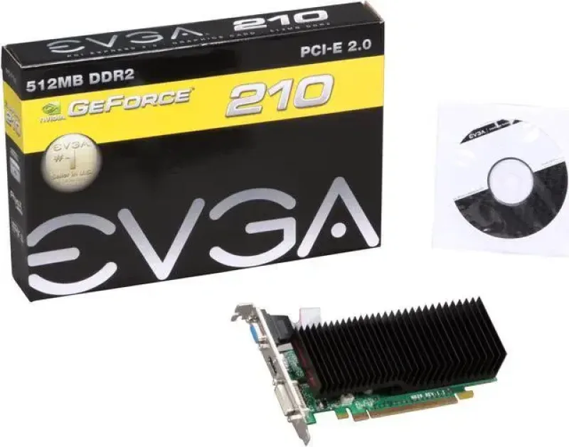512-P3-1213-L2 - EVGA GeForce 210 512MB 64-Bit DDR2 PCI Express 2.0 DVI/ HDMI Low Profile Video Graphics Card