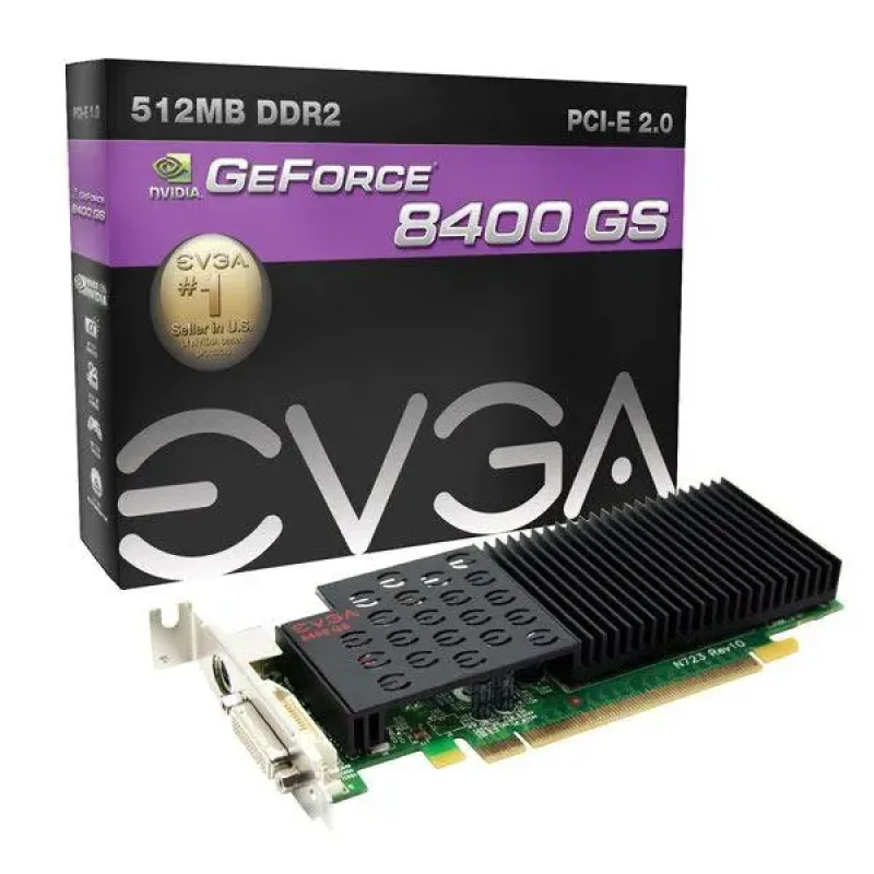 512-P3-N723-R1 - EVGA GeForce 8400 GS 512MB 64-Bit DDR2 PCI Express 2.0 x16 HDCP Ready Video Graphics Card