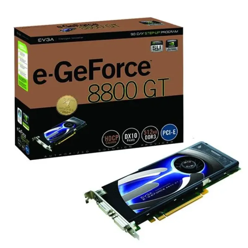 512-P3-N801-R1 - EVGA GeForce 8800 GT 512MB GDDR3 256-Bit HDCP Ready SLI Support HDTV / S-Video Out / Dual DVI PCI Express 2.0 x16 Video Graphics Card