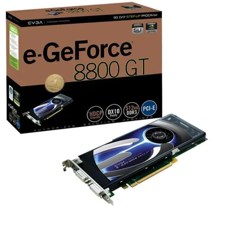 512-P3-N802-R1 - EVGA e-GeForce 8800 GT SuperClocked 512MB 256-Bit GDDR3 PCI Express 2.0 x16 HDCP Ready SLI Supported Video Graphics Card