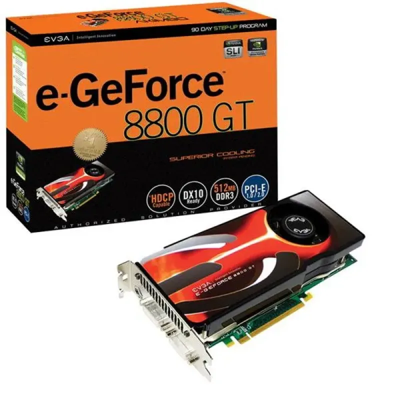 512-P3-N807-R1 - EVGA e-GeForce 8800 GT AKIMBO 512MB 256-Bit GDDR3 PCI Express 2.0 x16 HDCP Ready SLI Supported Video Graphics Card