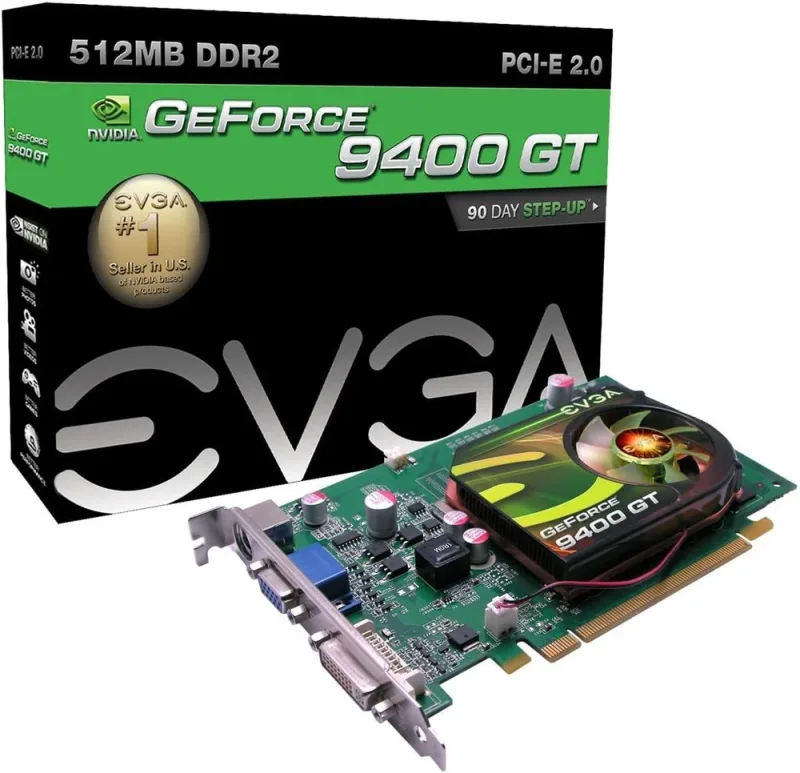 512-P3-N940-A3 - EVGA GeForce 9400 GT 512MB DDR2 64-Bit PCI Express 2.0 x16 D-Sub/ DVI/ HDTV/ S-Video Out Video Graphics Card
