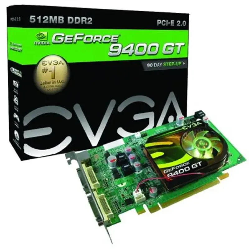 512-P3-N940-K4 - EVGA GeForce 9400 GT 512MB DDR2 64-Bit PCI Express 2.0 x16 D-Sub/ DVI/ HDTV/ S-Video Out Video Graphics Card
