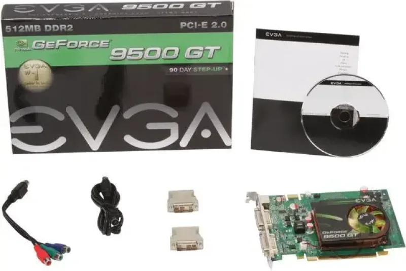 512-P3-N953-TR - EVGA GeForce 9500 GT 512MB DDR2 PCI Express 2.0 DVI/ HDTV/ VGA Video Graphics Card