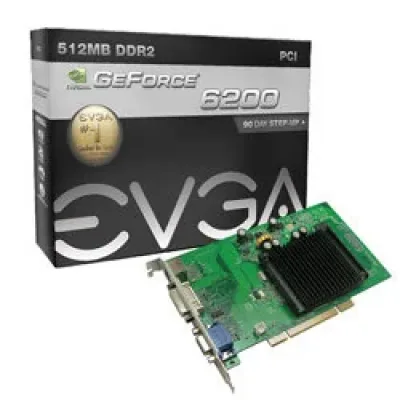 512P1N402BE - EVGA GeForce 6200 512MB 64-Bit DDR2 PCI 2.1 VGA/ DVI-I/ S-Video Video Graphics Card