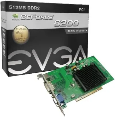 512P1N402TX - EVGA GeForce 6200 512MB 64-Bit DDR2 PCI 2.1 VGA/ DVI-I/ S-Video Video Graphics Card