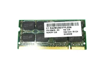 538436-001 - HP 2GB DDR2-800MHz PC2-6400 non-ECC Unbuffered CL6 200-Pin SoDimm 1.8V Memory Module