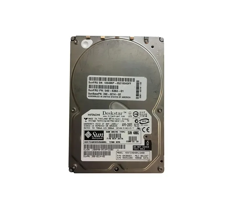 540-6364-01 - Sun 400GB 7200RPM SATA 1.5Gb/s 8MB Cache 3.5-inch Hard Drive