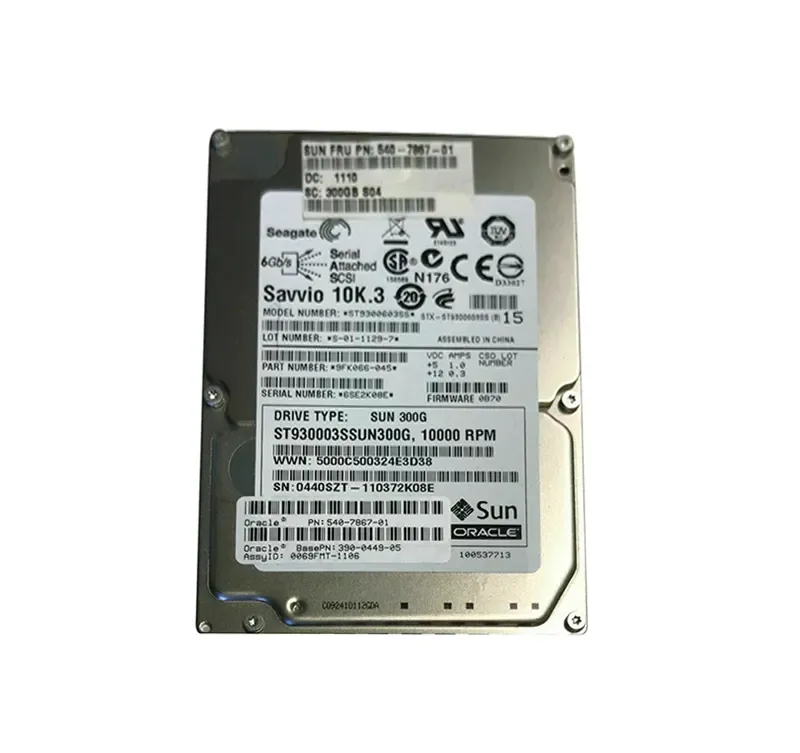 540-7867 - Sun 300GB 10000RPM SAS 6GB/s Hot-Pluggable 16MB Cache 2.5-inch Hard Drive