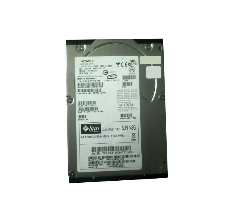 5406450-02 - Sun 146GB 10000RPM Ultra-320 SCSI LVD Hot-Pluggable 80-Pin 3.5-inch Hard Drive