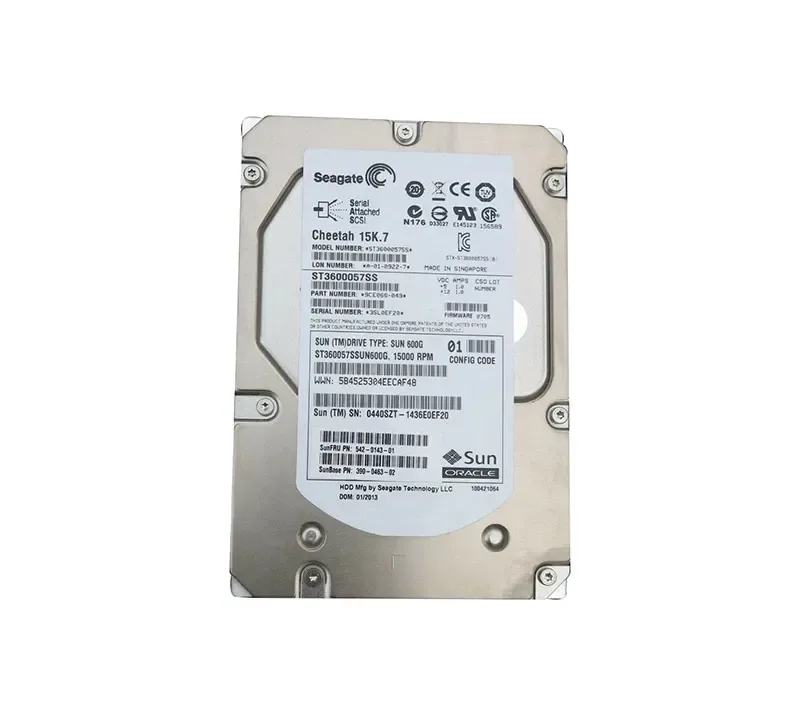 542-0143-02 - Sun 600GB 15000RPM SAS 6GB/s Hot-Pluggable 16MB Cache 3.5-inch Hard Drive