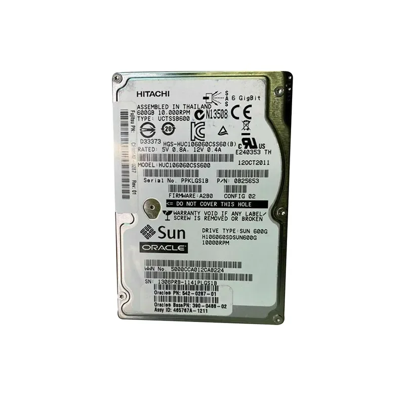 542-0287 - Sun 600GB 10000RPM SAS 6.0Gb/s 2.5-inch Hard Drive with Caddy