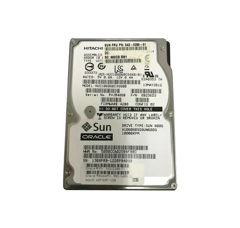542-0289 - Sun 600GB 10000RPM SAS 6Gb/s 2.5inch Hard Drive with Bracket Assembly