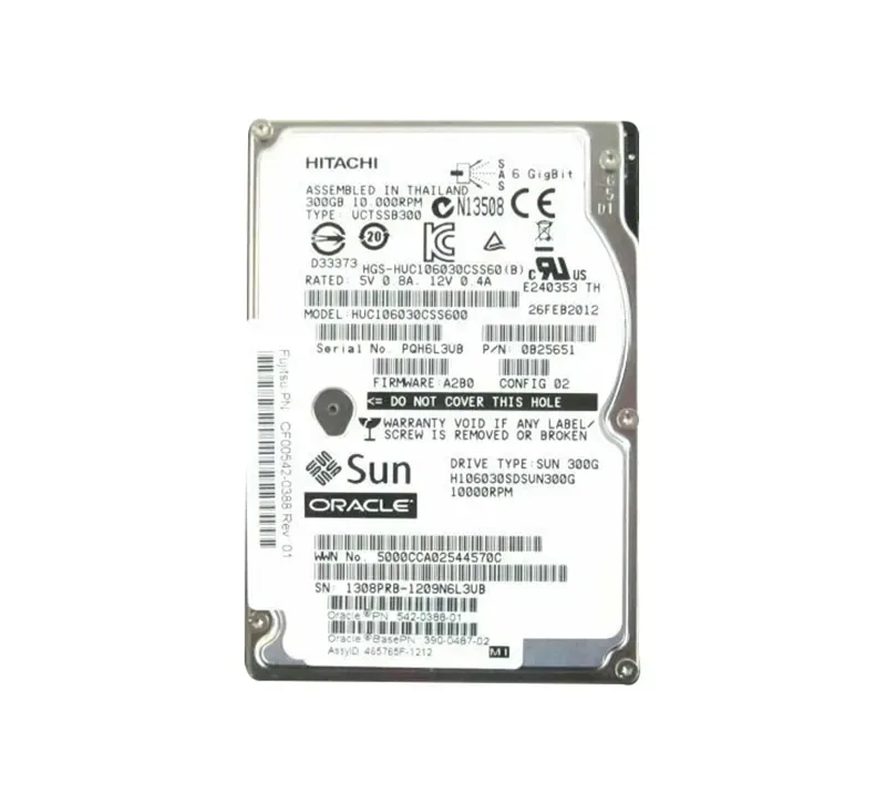 542-0388-01 Sun 300GB 10000RPM SAS 6GB/s 16MB Cache Hot-Swappable 2.5-inch Hard Drive