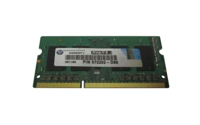 572292-D88 - HP 1GB DDR3-1333MHz PC3-10600 non-ECC Unbuffered CL9 204-Pin SoDimm 1.35V Low Voltage Single Rank Memory Module