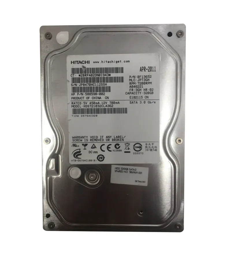588598-002 - HP 320GB 7200RPM SATA 3Gb/s 3.5-inch Hard Drive